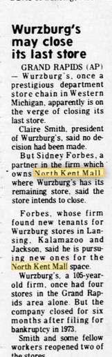North Kent Mall - April 1977 Wurzburgs Closing